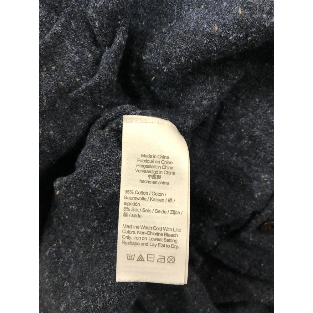 J.Crew Sweater Mens Size L Blue Knit Silk Blend Henley Pullover